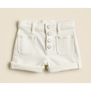 J.Crew Crewcuts Patch-Pocket Denim Short Girls 10 White Button Fly Stretch Waist